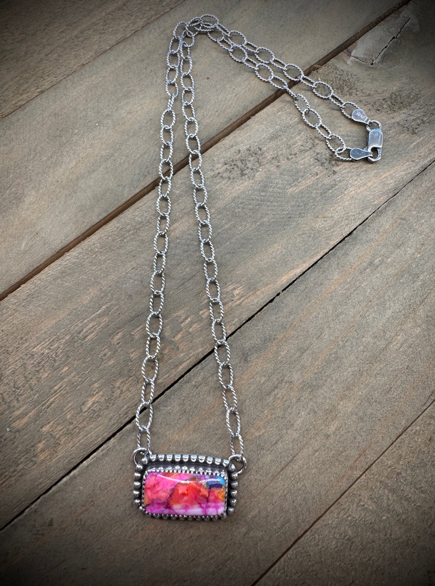 Orange Dahlia Bar Necklace
