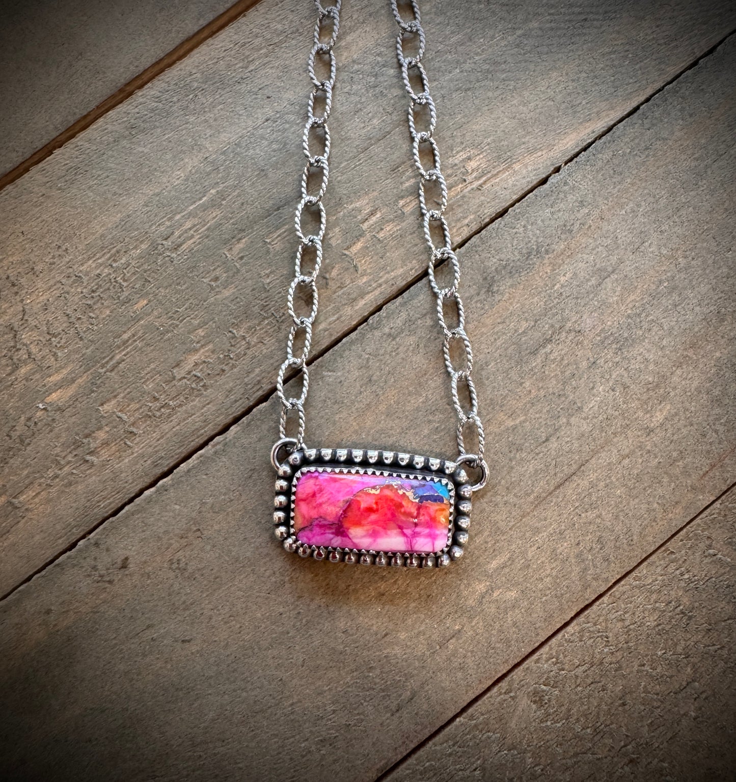 Orange Dahlia Bar Necklace