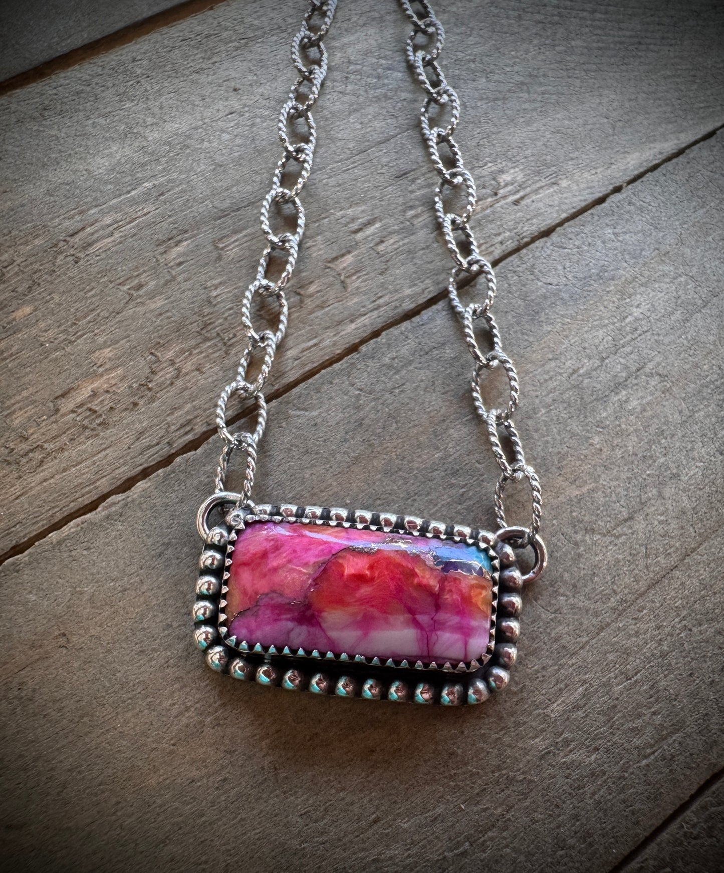 Orange Dahlia Bar Necklace