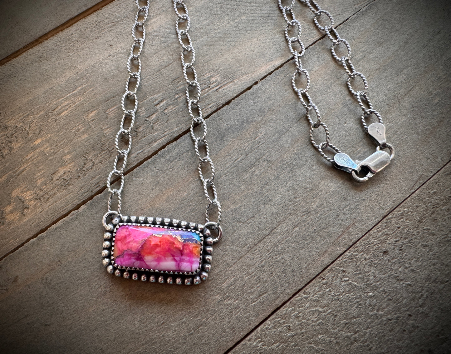 Orange Dahlia Bar Necklace