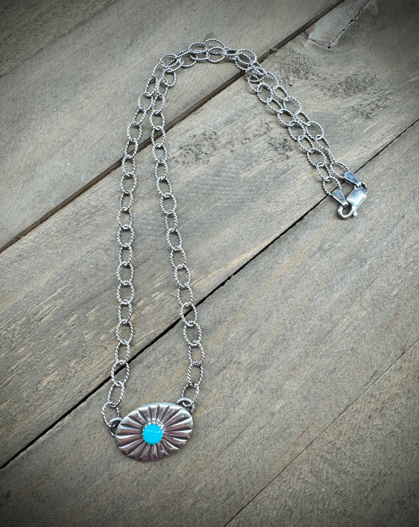 Oval Concho Necklace with Turquoise