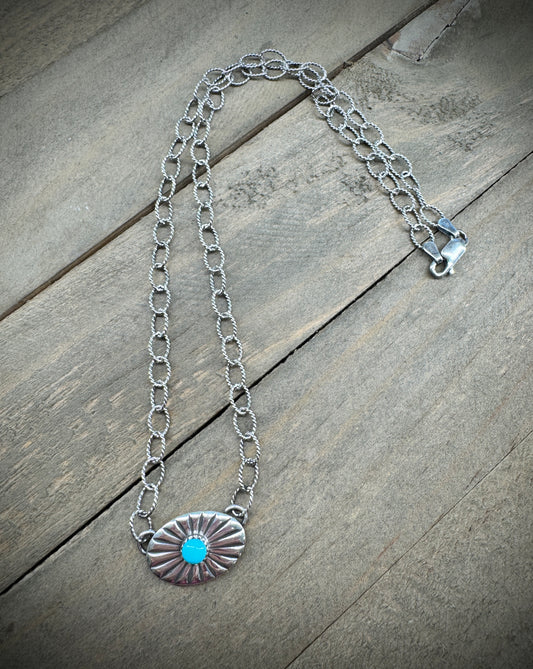 Oval Concho Necklace with Turquoise