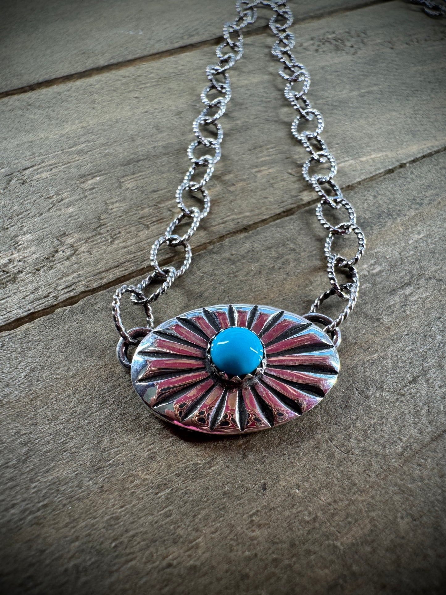 Oval Concho Necklace with Turquoise