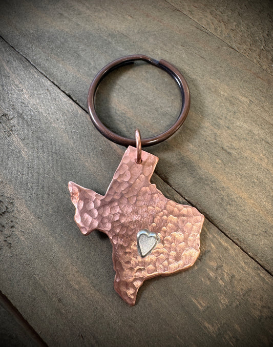 Texas Key Chain - Sterling Heart