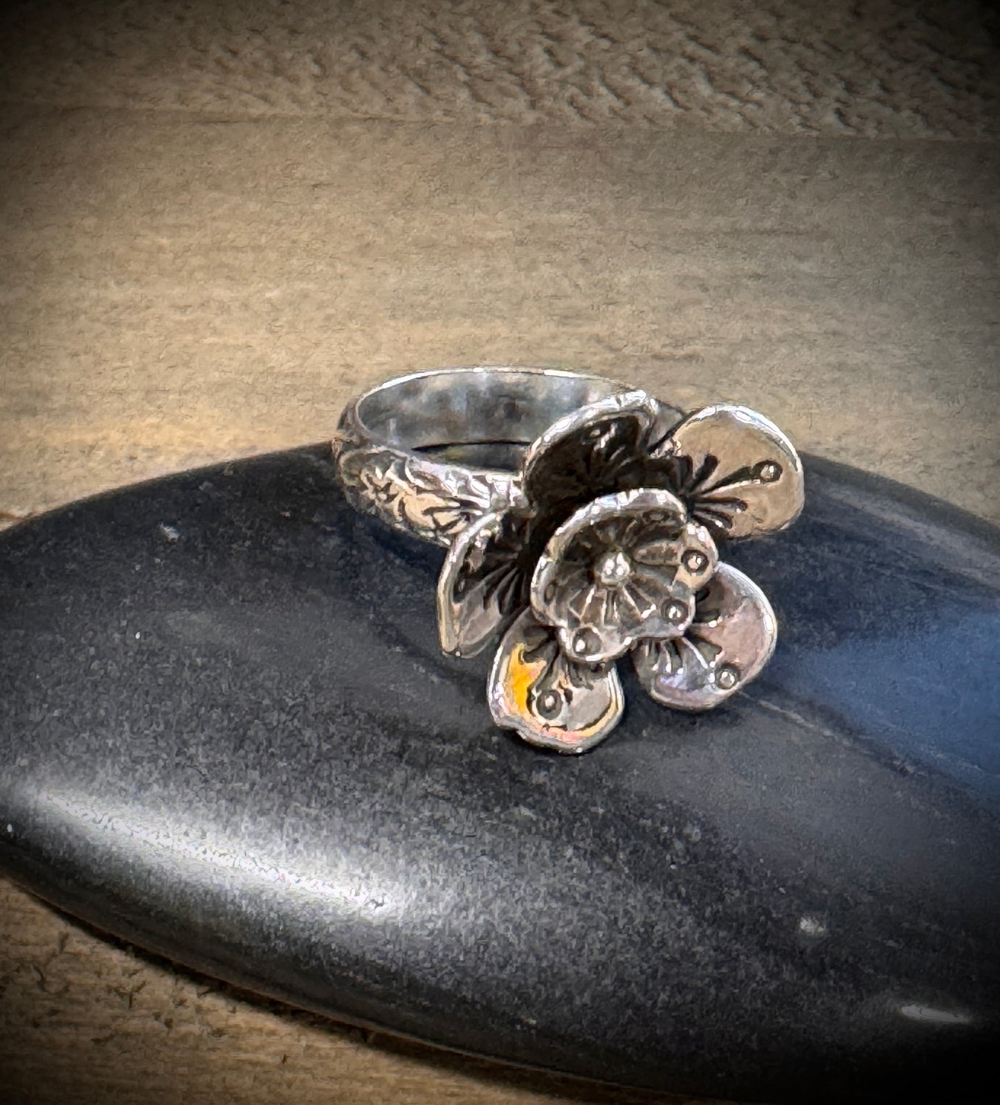 Large Floral Sterling Ring # 1